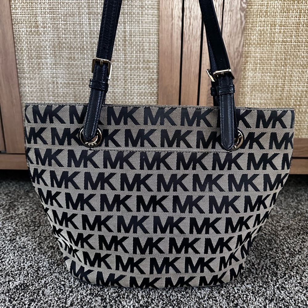 Michael Kors Monogram Black and Tan Tote